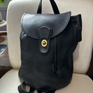 Coach Black Leather Bag with Gold Zipper